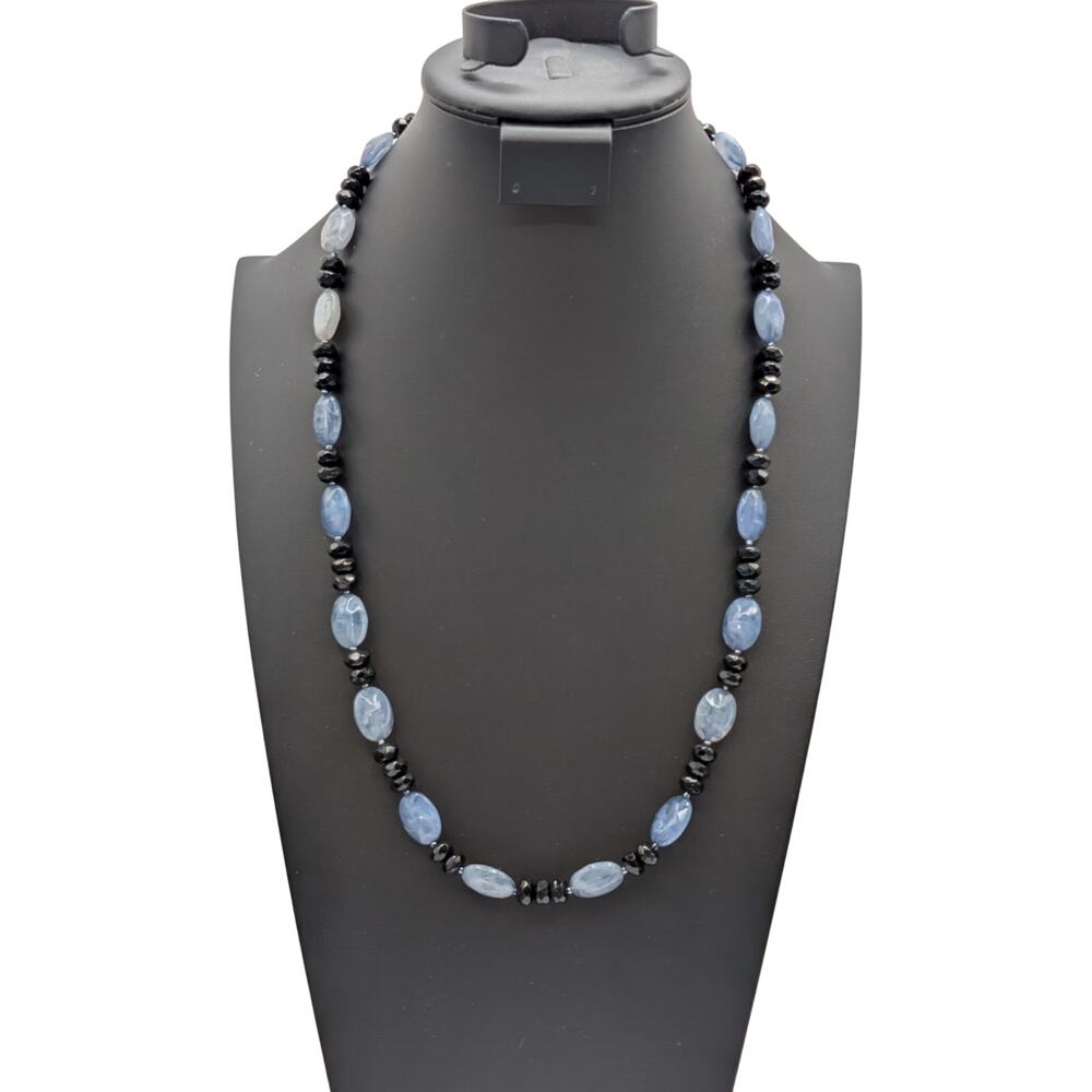 Vintage Frosty Light & Dark Blue Acrylic Bead26" Necklace